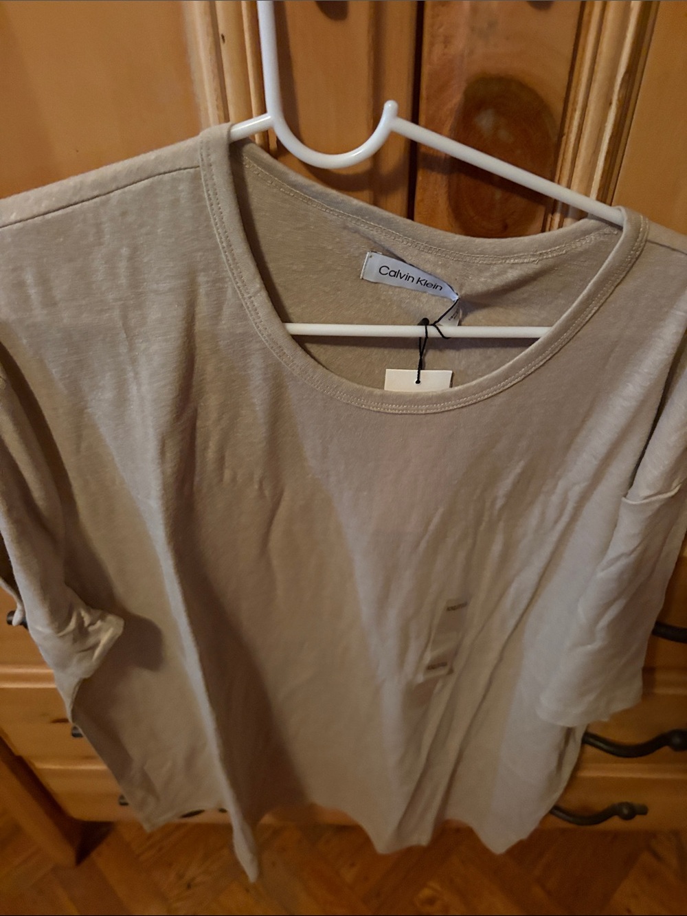 Calvin Klein Men's Neutral Beige /kahki Crew Neck Tee 2 xl